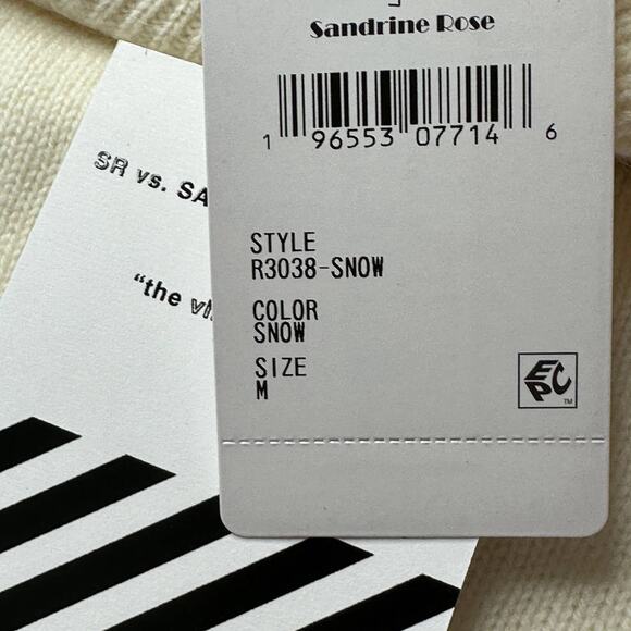 Sandrine Rose Wool Cashmere Blend Turtleneck Sweater Snow Women Medium NWT Braid - Picture 11 of 11